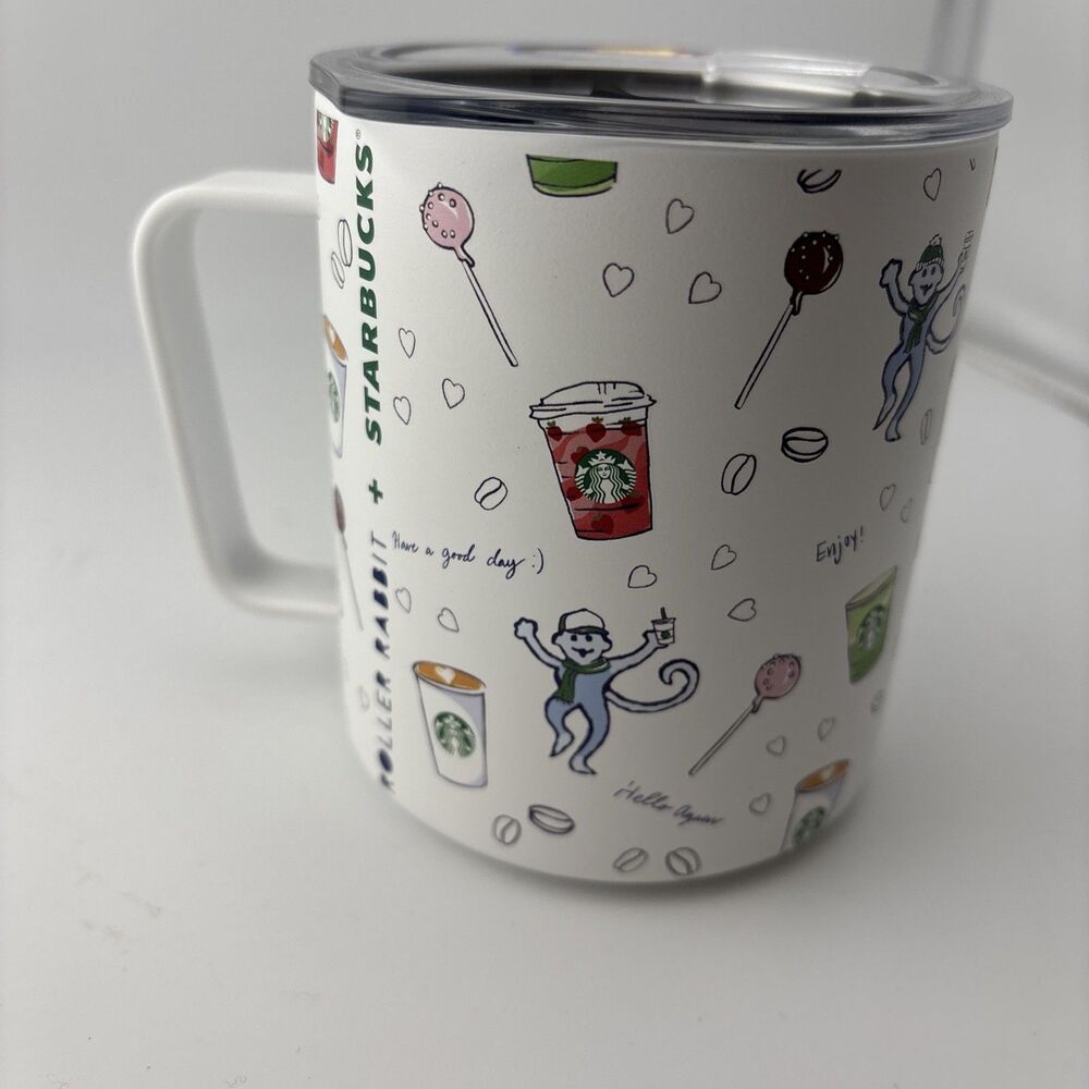 Starbucks x Roller Rabbit Limited Edition Stainless Steel Mugs NWOT 12 oz